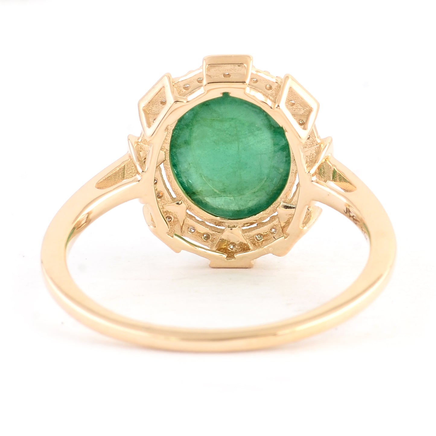 3.08 Ct Oval Cabochon Natural Beryl Emerald 14K Gold Ring