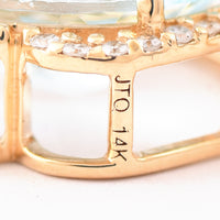 3.07 Ct Oval Mixed Cut Natural Aquamarine 14K Gold Pendant
