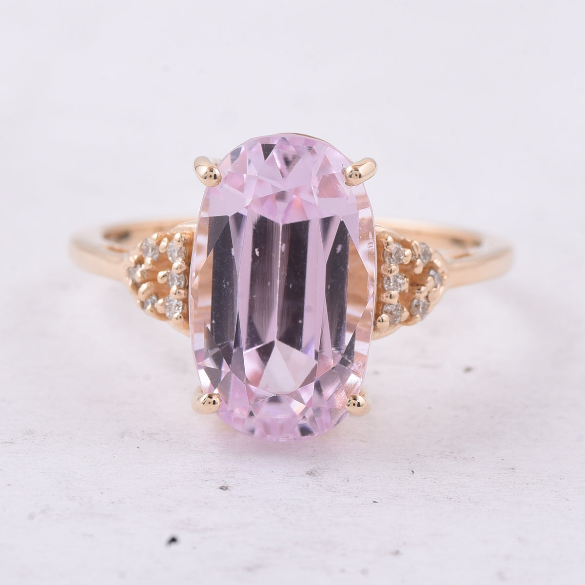 6.52 Ct Oval Natural Kunzite 14K Gold Ring