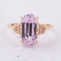 6.52 Ct Oval Natural Kunzite 14K Gold Ring