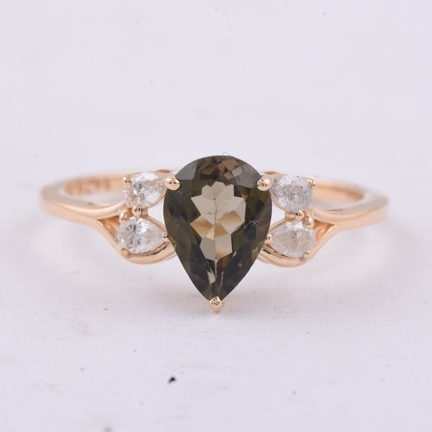 1.29 Ct Pear Natural Tourmaline 14K Gold Ring