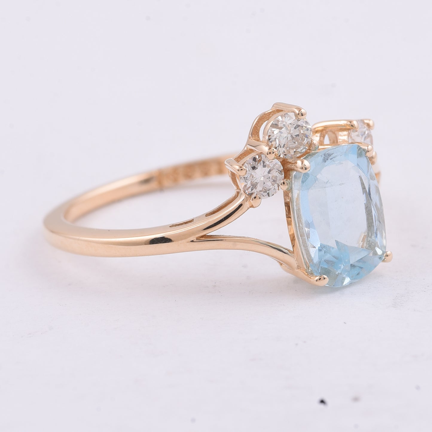 1.54 Ct Cushion Natural Aquamarine 14K Gold Ring