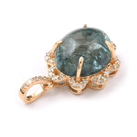 4.81 Ct Oval Cabochon Cut Natural Green Tourmaline 14K Gold Pendant