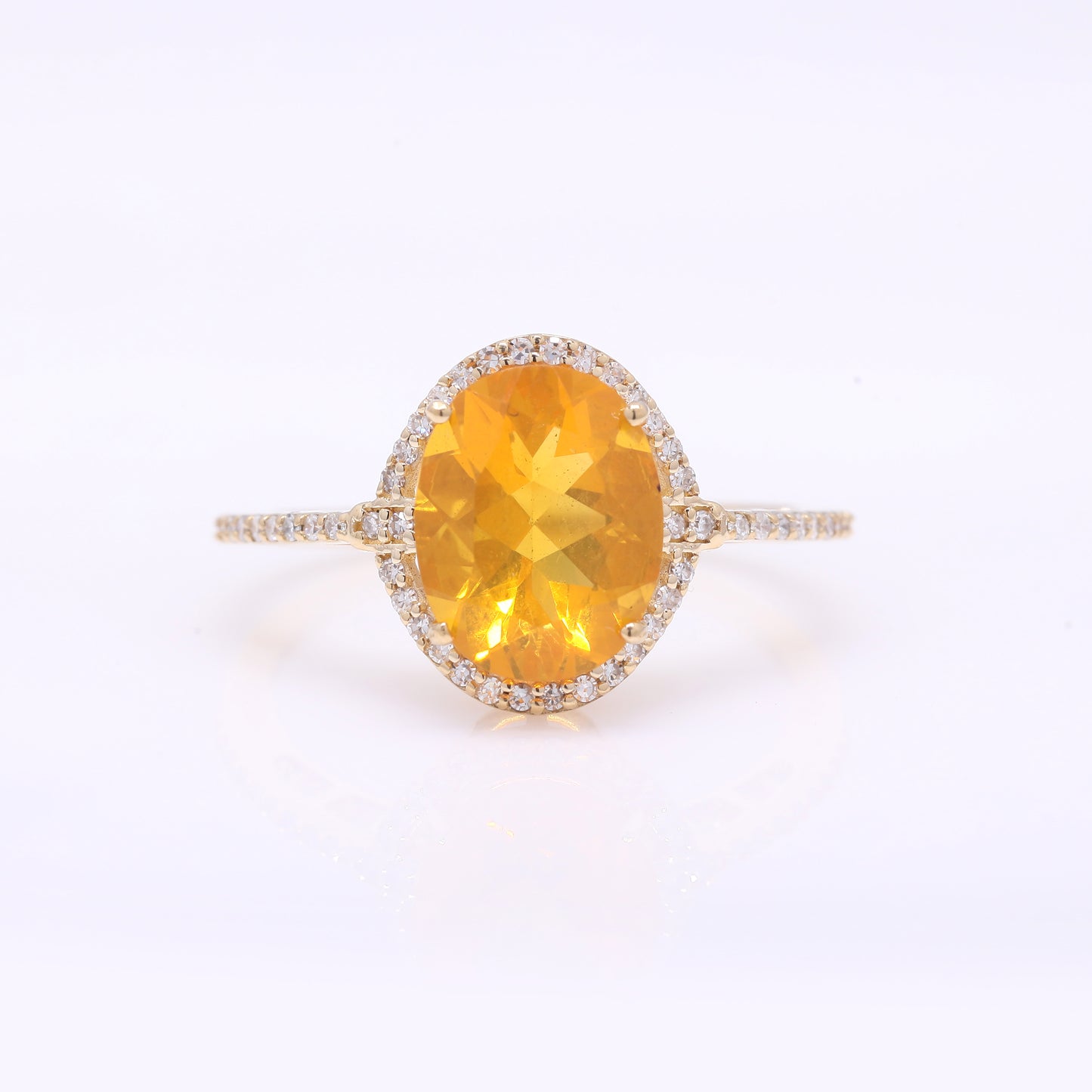 1.90 Ct Oval Mixed Cut Natural Fire Opal 14K Gold Ring