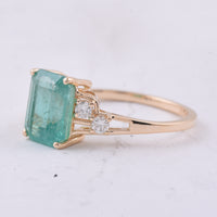 2.37 Ct Octagon Step Cut Natural Emerald 14K Gold Ring