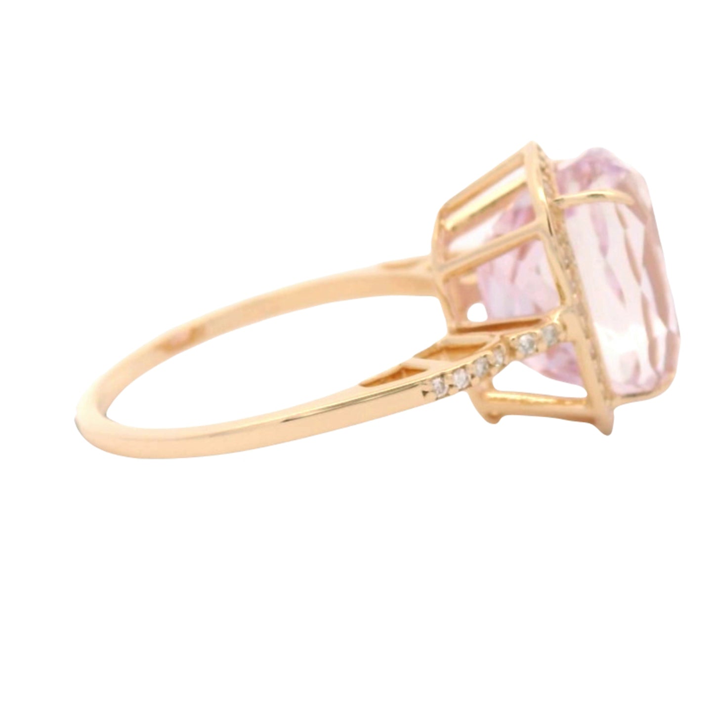 7.01 Ct Cushion Kunzite 14K Gold Ring