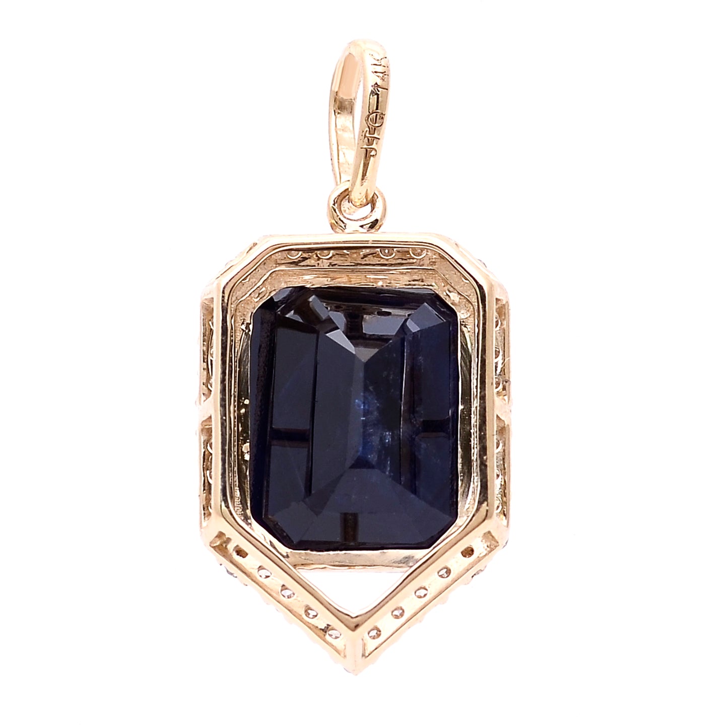 3.86 Ct Octagon Natural Sapphire 14K Gold Pendant
