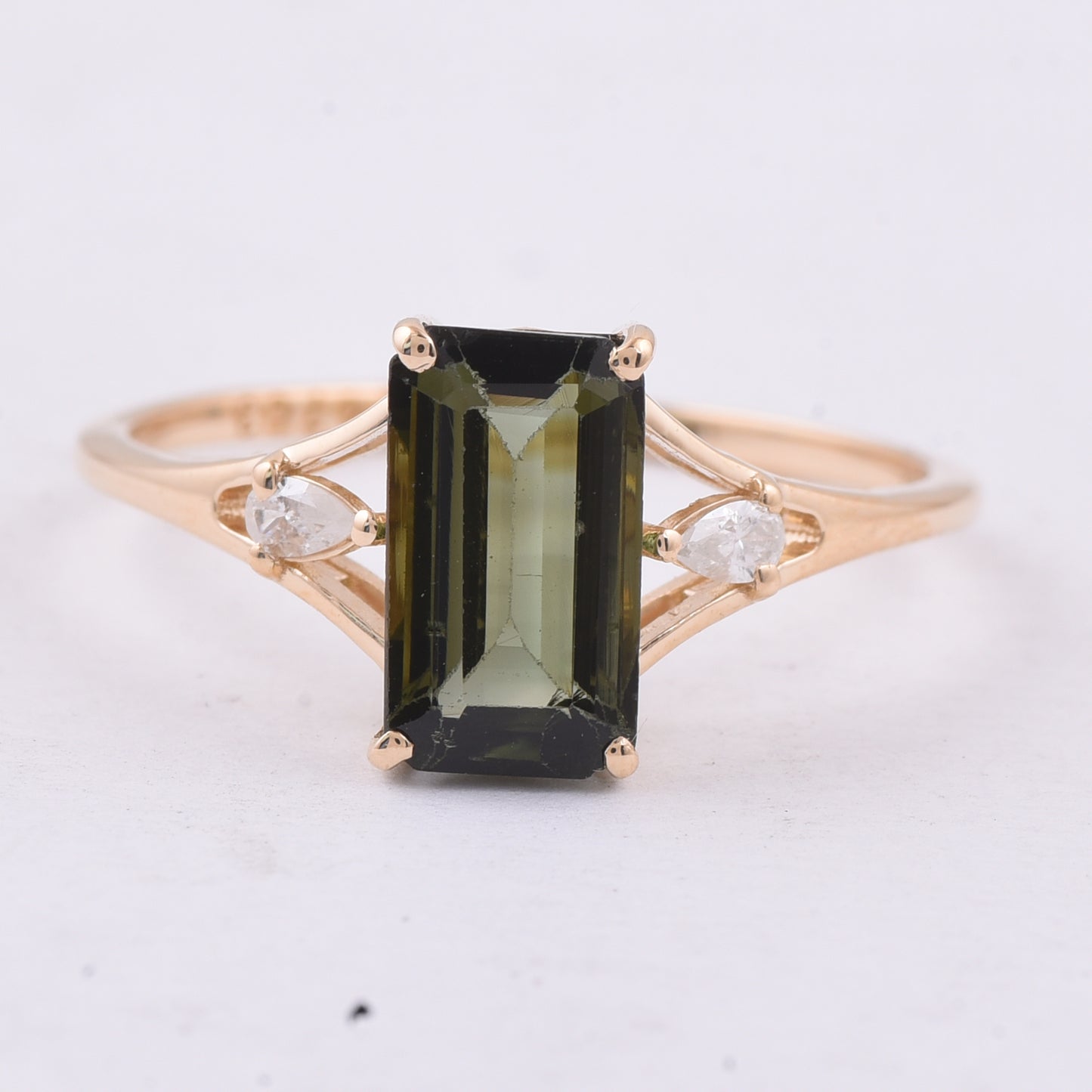 1.75 Ct Octagon Step Cut Natural Tourmaline 14K Gold Ring
