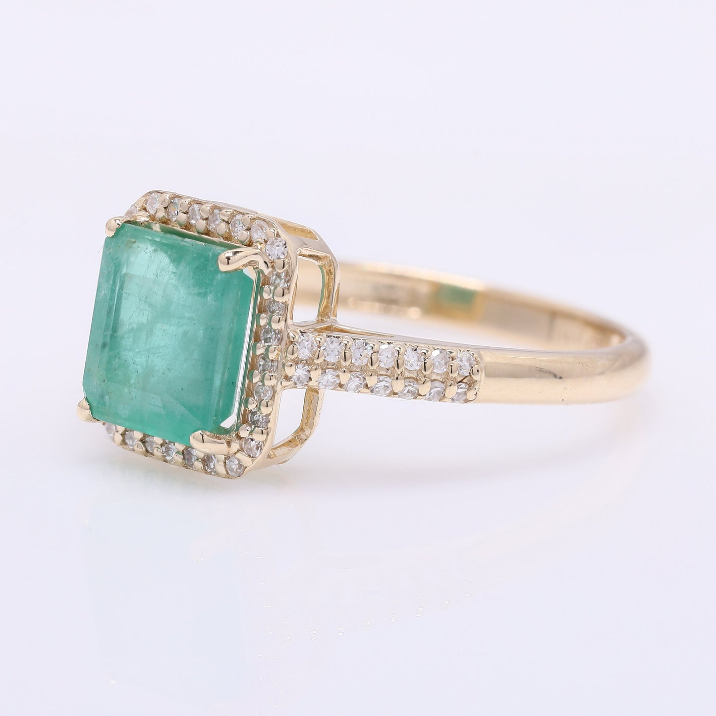 1.74 Ct Octagon Step Cut Natural Emerald 14K Gold Ring