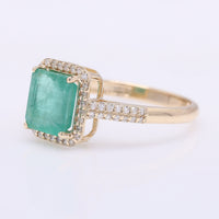 1.74 Ct Octagon Step Cut Natural Emerald 14K Gold Ring
