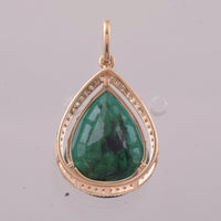 6.47 Ct Pear Mixed Cut Natural Emerald 14K Gold Pendant