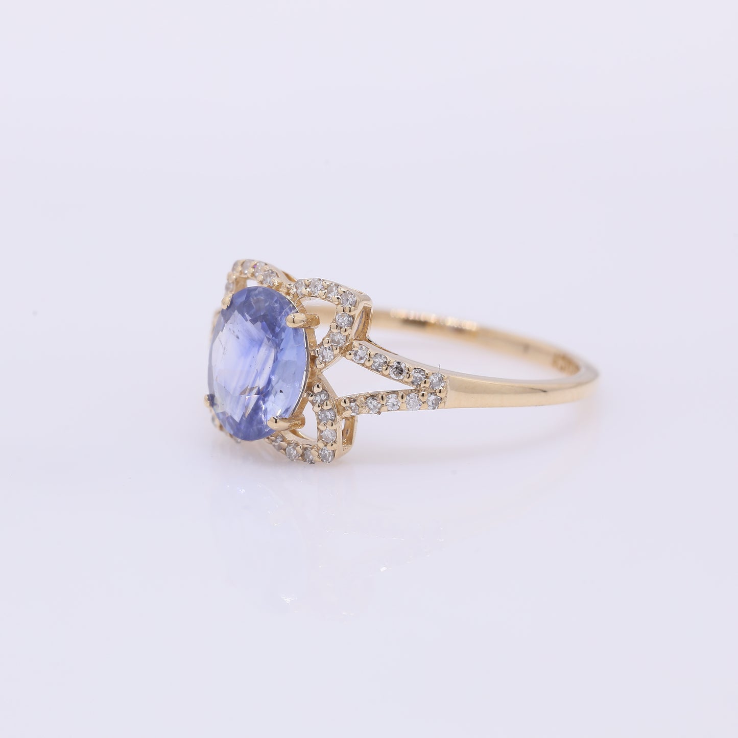 1.58 Ct Oval Mixed Cut Natural Sapphire 14K Gold Ring