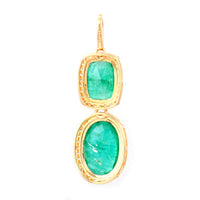 3.31 Ct Oval Mixed Cut, Cushion Mixed Cut Natural Emerald 14K Gold Pendant