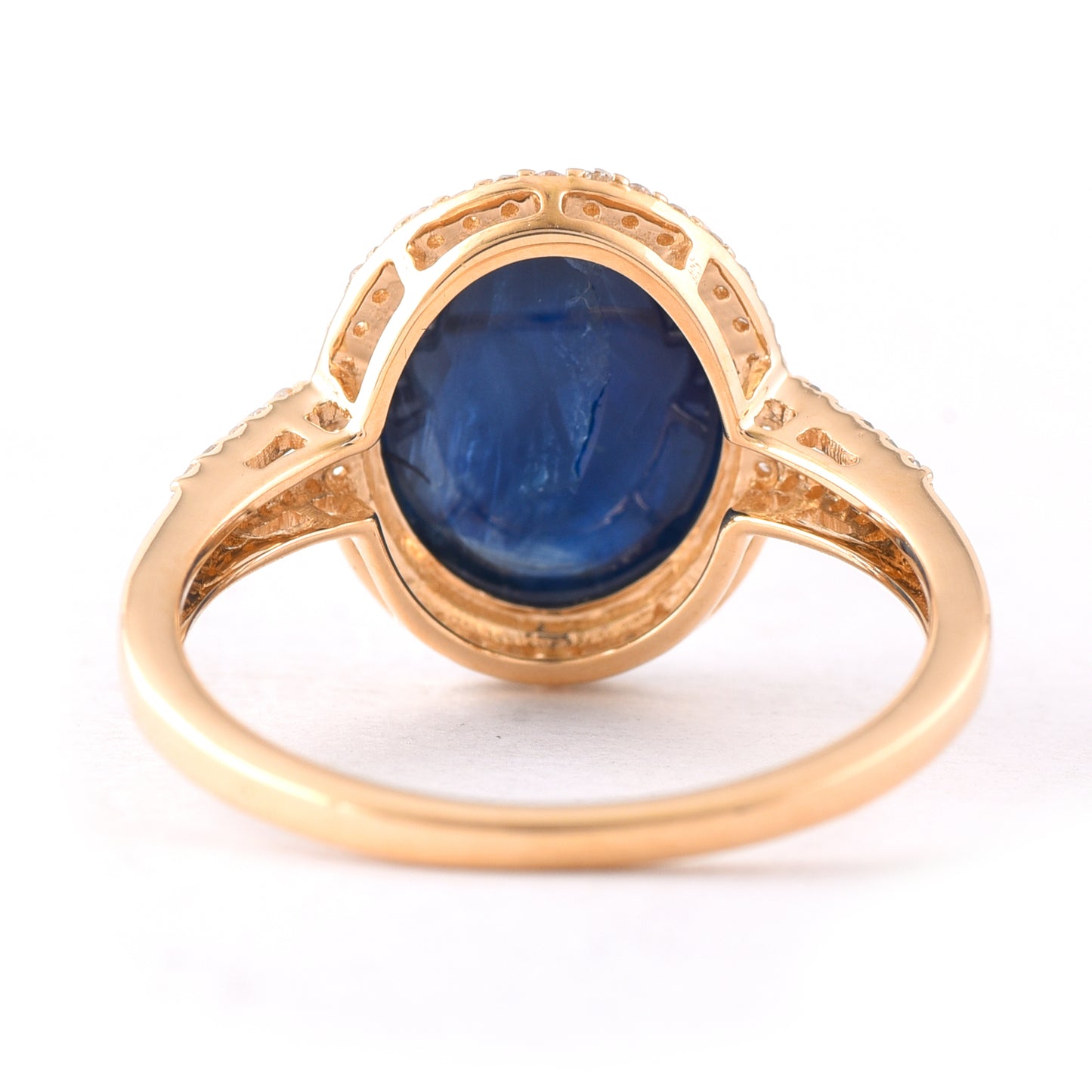 6.08 Ct Oval Cabochon Cut Natural Sapphire 14K Gold Ring