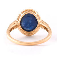 6.08 Ct Oval Cabochon Cut Natural Sapphire 14K Gold Ring