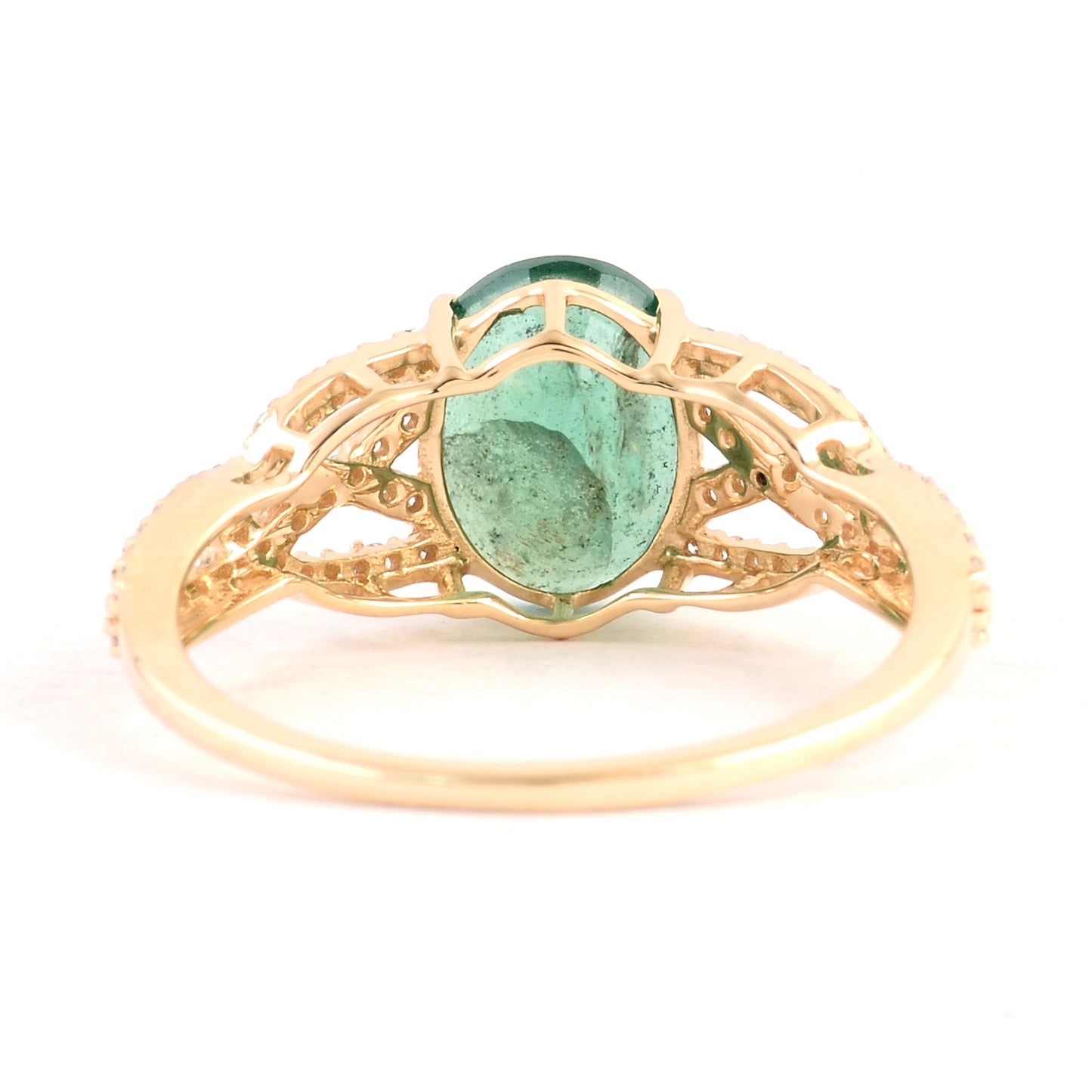 1.97 Ct Oval Mixed Cut Natural Beryl Emerald 14K Gold Ring