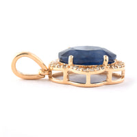 3.07 Ct Oval Mixed Cut Natural Sapphire 14K Gold Pendant