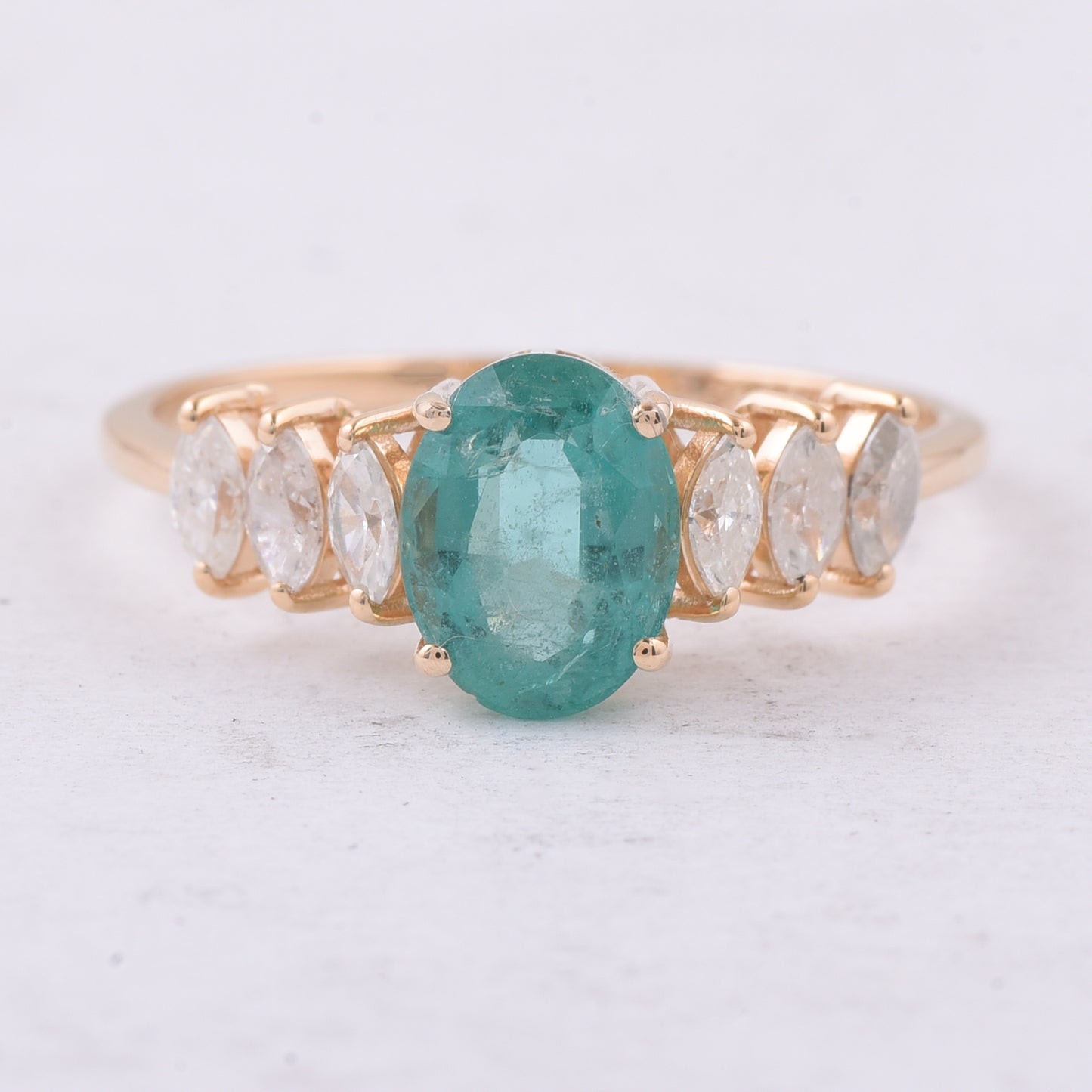 1.55 Ct Oval Natural Emerald 14K Gold Ring