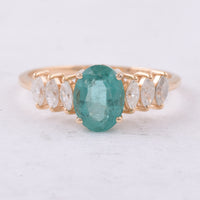 1.55 Ct Oval Natural Emerald 14K Gold Ring