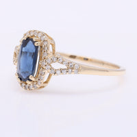 1.22 Ct Cushion Mixed Cut Natural Sapphire 14K Gold Ring