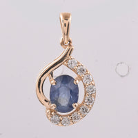 1.20 Ct Oval Natural Sapphire 14K Gold Pendant