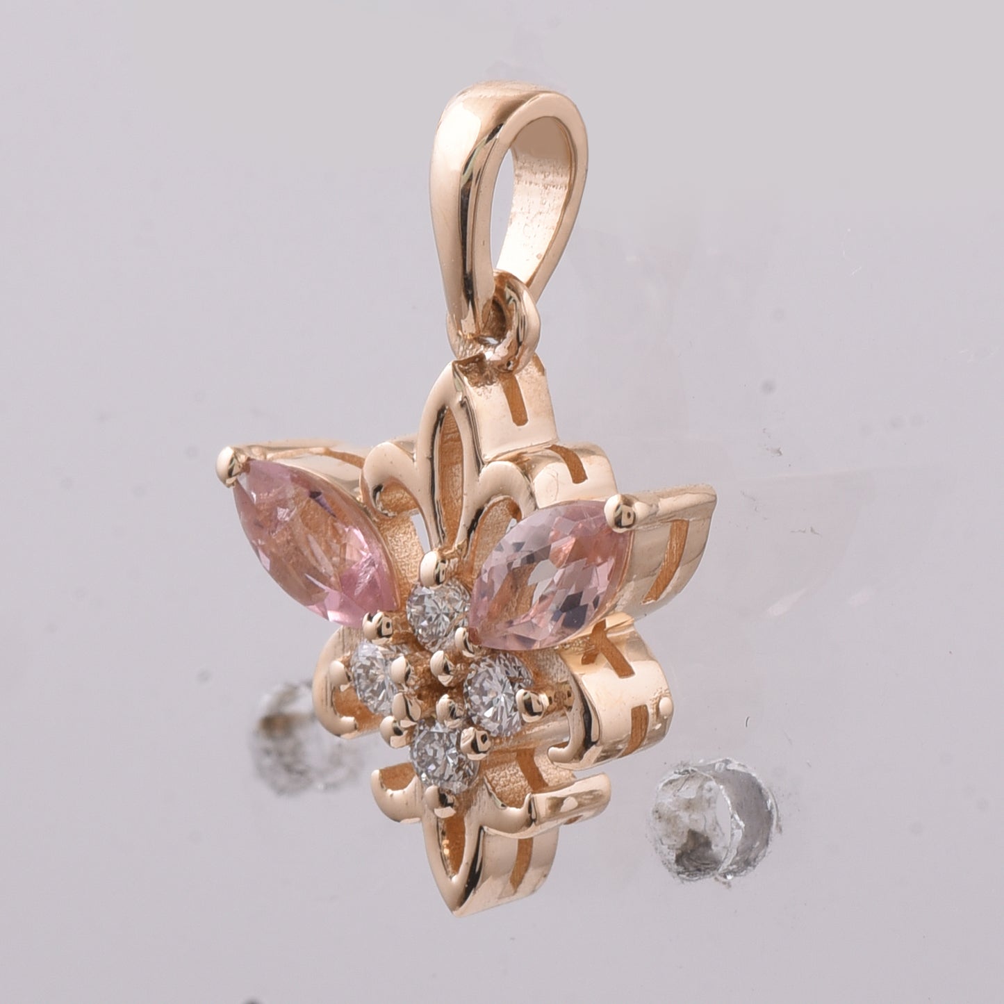 0.42 Ct Marquise Natural Multi-Coloured Tourmaline 14K Gold Pendant