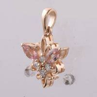 0.42 Ct Marquise Natural Multi-Coloured Tourmaline 14K Gold Pendant