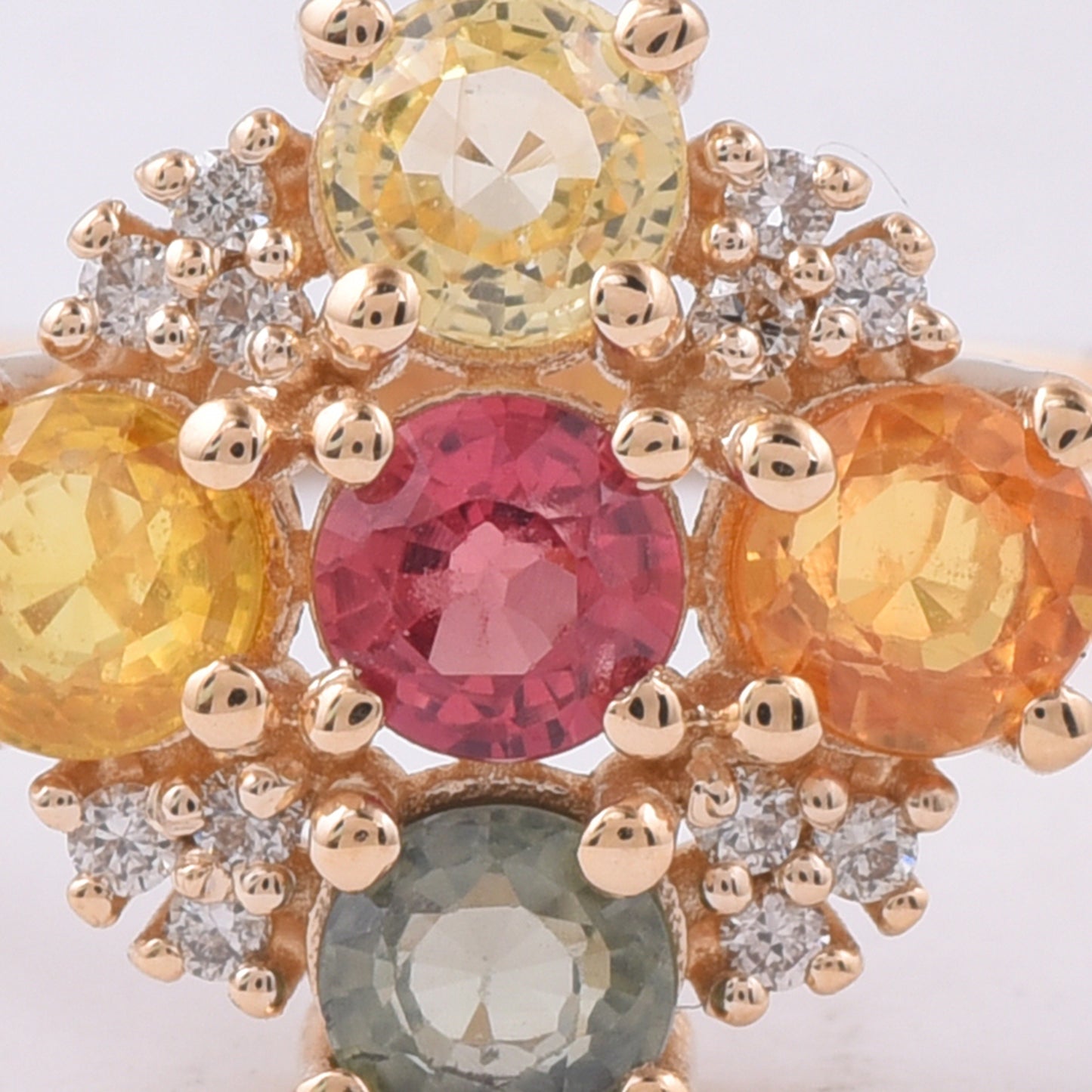 1.15 Ct Round Natural Multi-Coloured Sapphire 14K Gold Ring