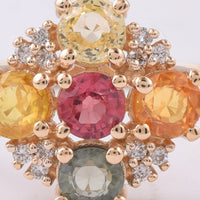 1.15 Ct Round Natural Multi-Coloured Sapphire 14K Gold Ring
