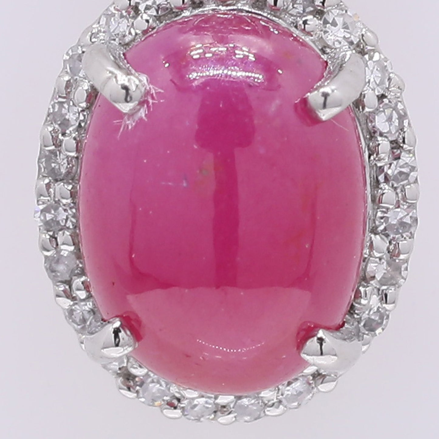 2.18 Ct Oval Cabochon Cut Natural Ruby 950 Platinum Pendant