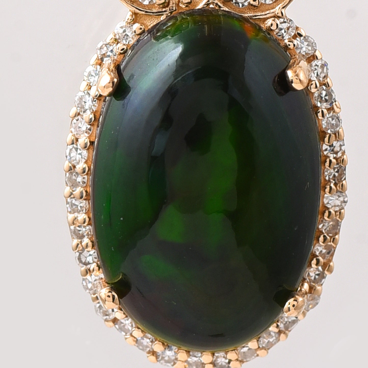 2.80 Ct Oval Cabochon Cut Natural Black Opal 14K Gold Pendant