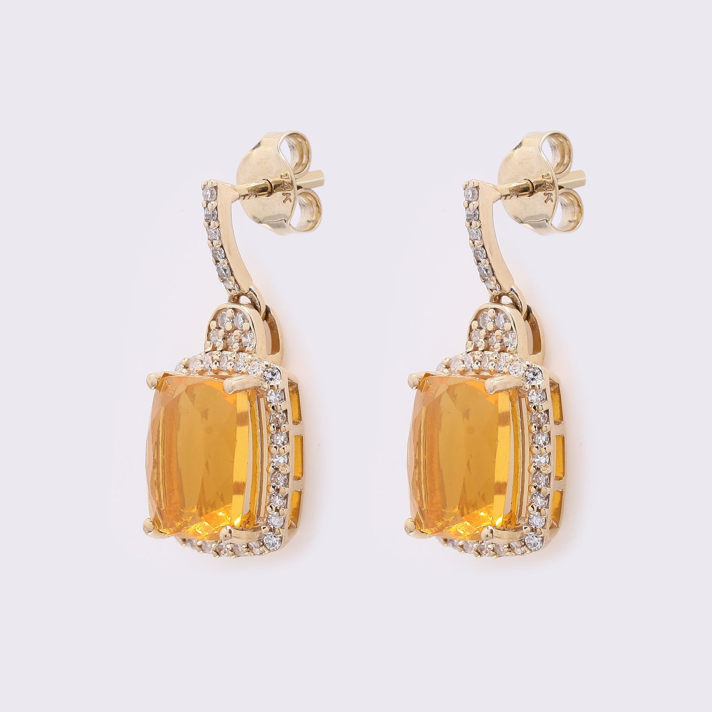 2.65 Ct Oval Mixed Cut Natural Fire Opal 14K Gold Earrings