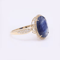 5.36 Ct Oval Mixed Cut Natural Corundum Sapphire 14K Gold Ring