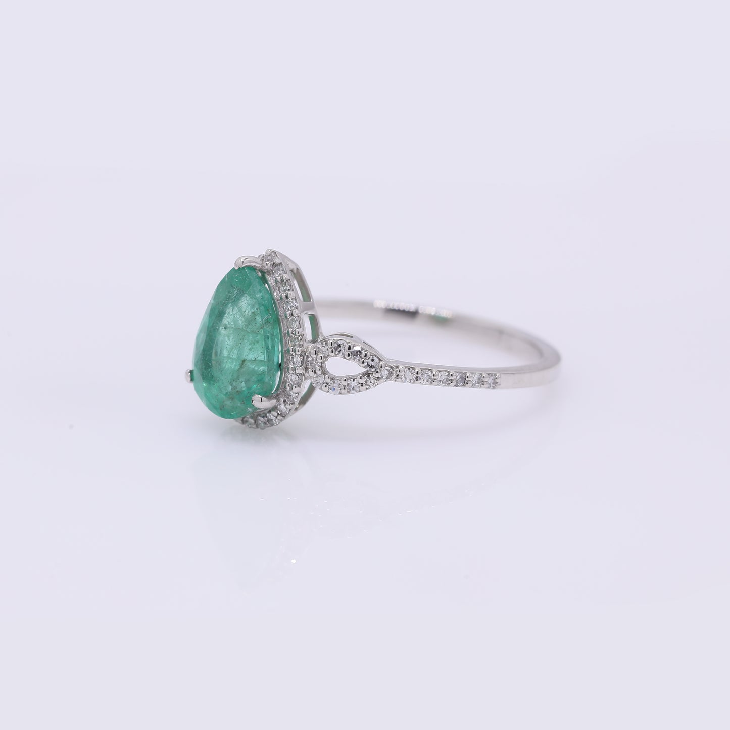 1.65 Ct Pear Mixed Cut Natural Emerald 950 Platinum Ring