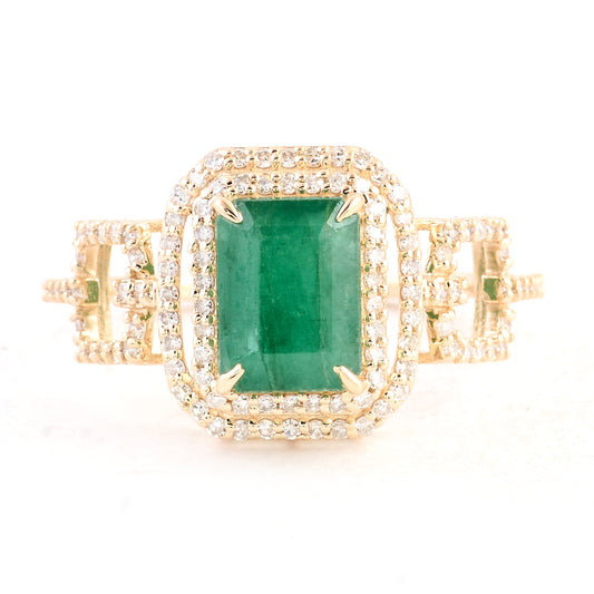 2.05 Ct Emerald Cut Natural Beryl Emerald 14K Gold Ring