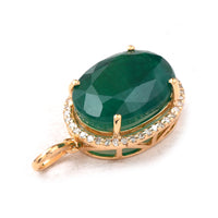 5.64 Ct Oval Mixed Cut Natural Emerald 14K Gold Pendant