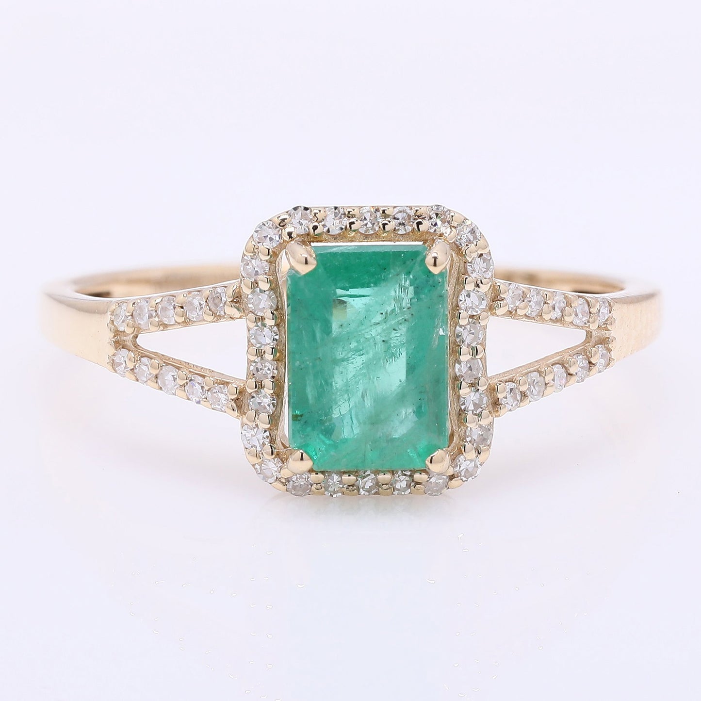 1.05 Ct Octagon Step Cut Natural Emerald 14K Gold Ring