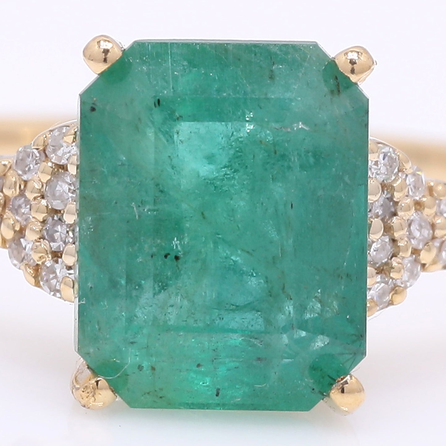 2.56 Ct Octagon Step Cut Natural Emerald 14K Gold Ring