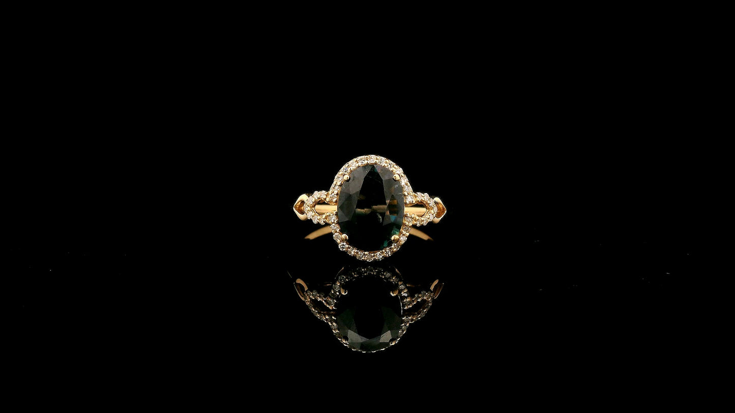 2.09 Ct Oval Natural Sapphire 14K Gold Ring