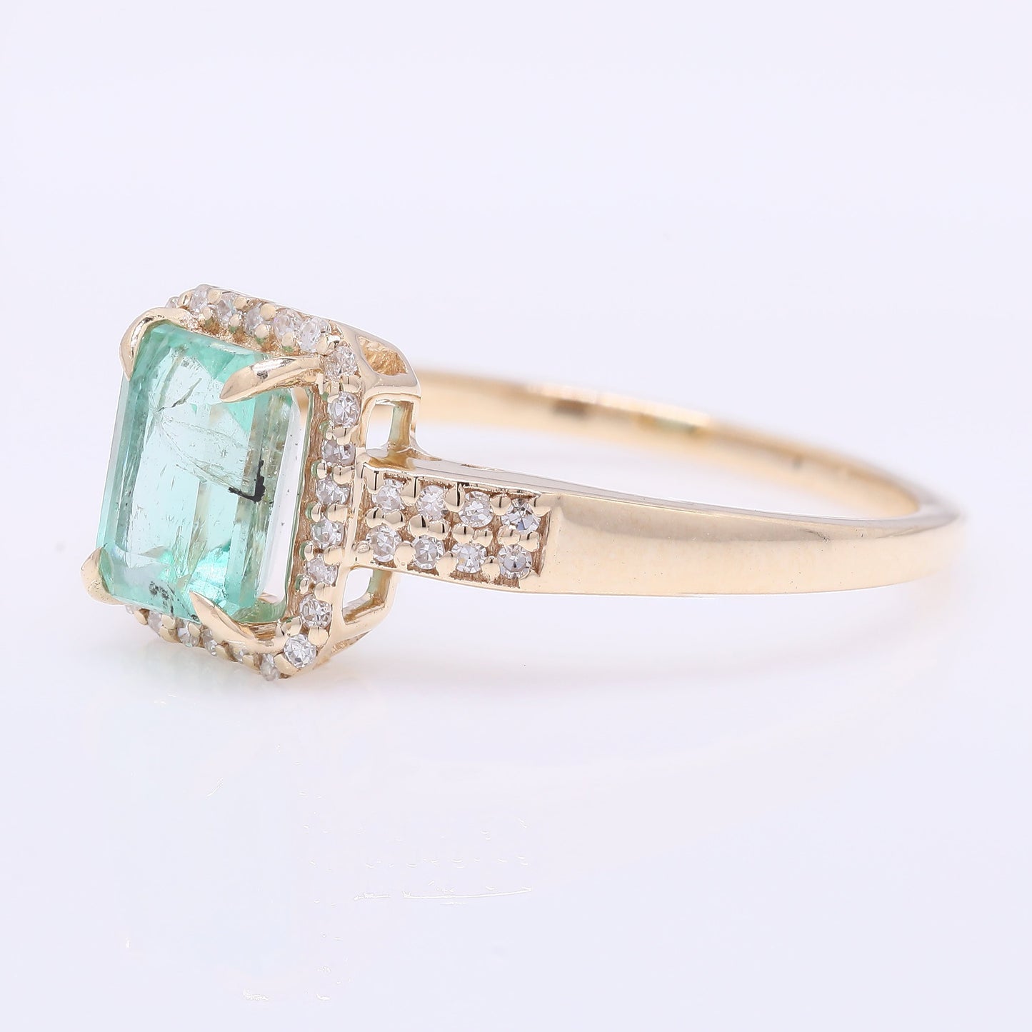 1.25 Ct Octagon Step Cut Natural Emerald 14K Gold Ring