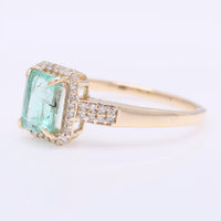 1.25 Ct Octagon Step Cut Natural Emerald 14K Gold Ring