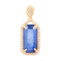 3.58 Ct Octagon Step Cut Natural Sapphire 14K Gold Pendant