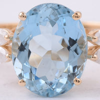 2.74 Ct Oval Natural Aquamarine 14K Gold Ring