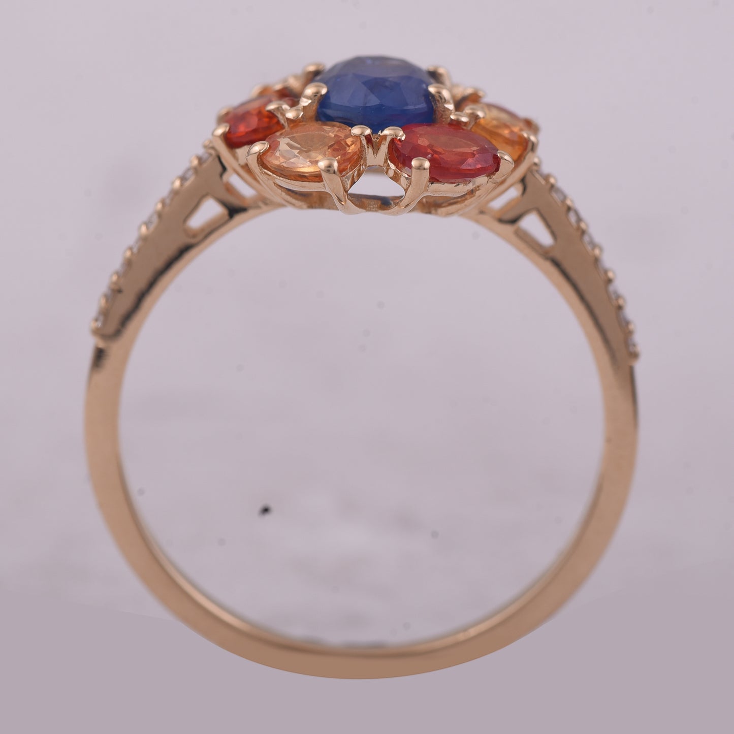 2.38 Ct Oval Mixed Cut Natural Sapphire 14K Gold Ring