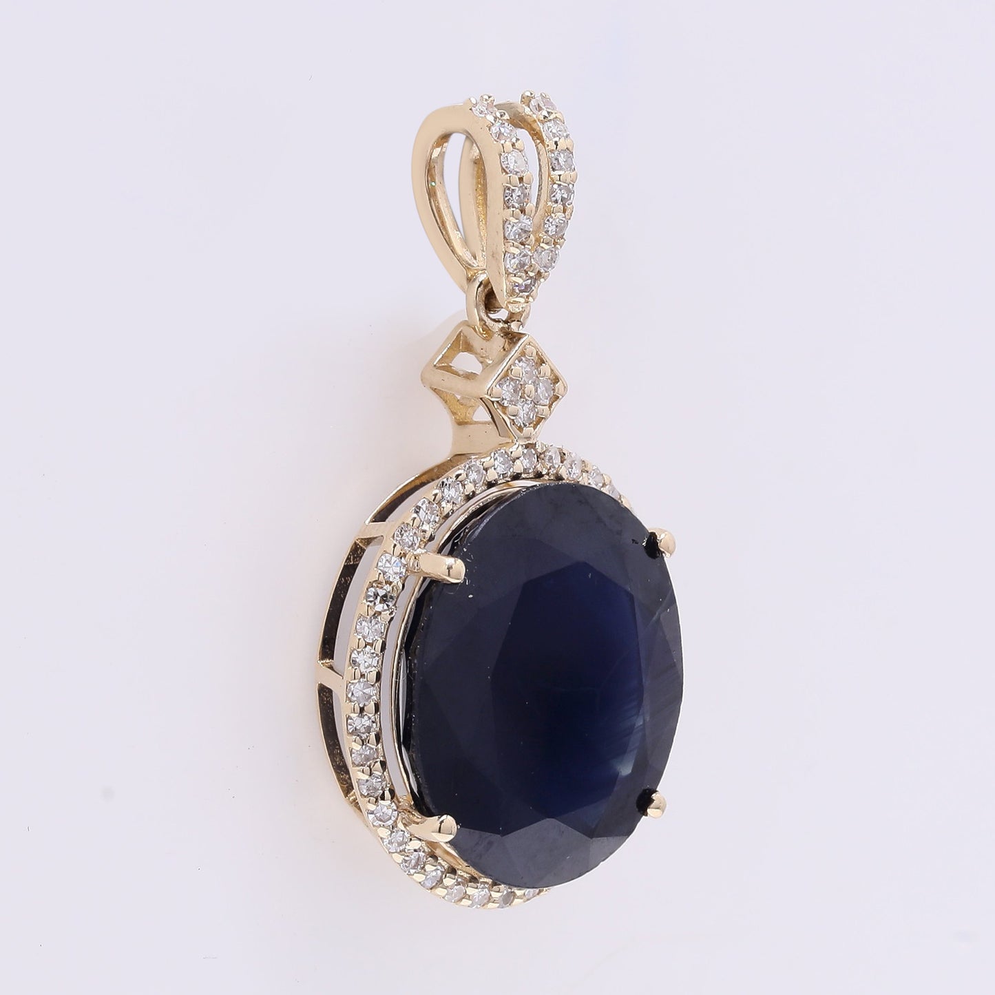 7.16 Ct Oval Mixed Cut Natural Sapphire 14K Gold Pendant