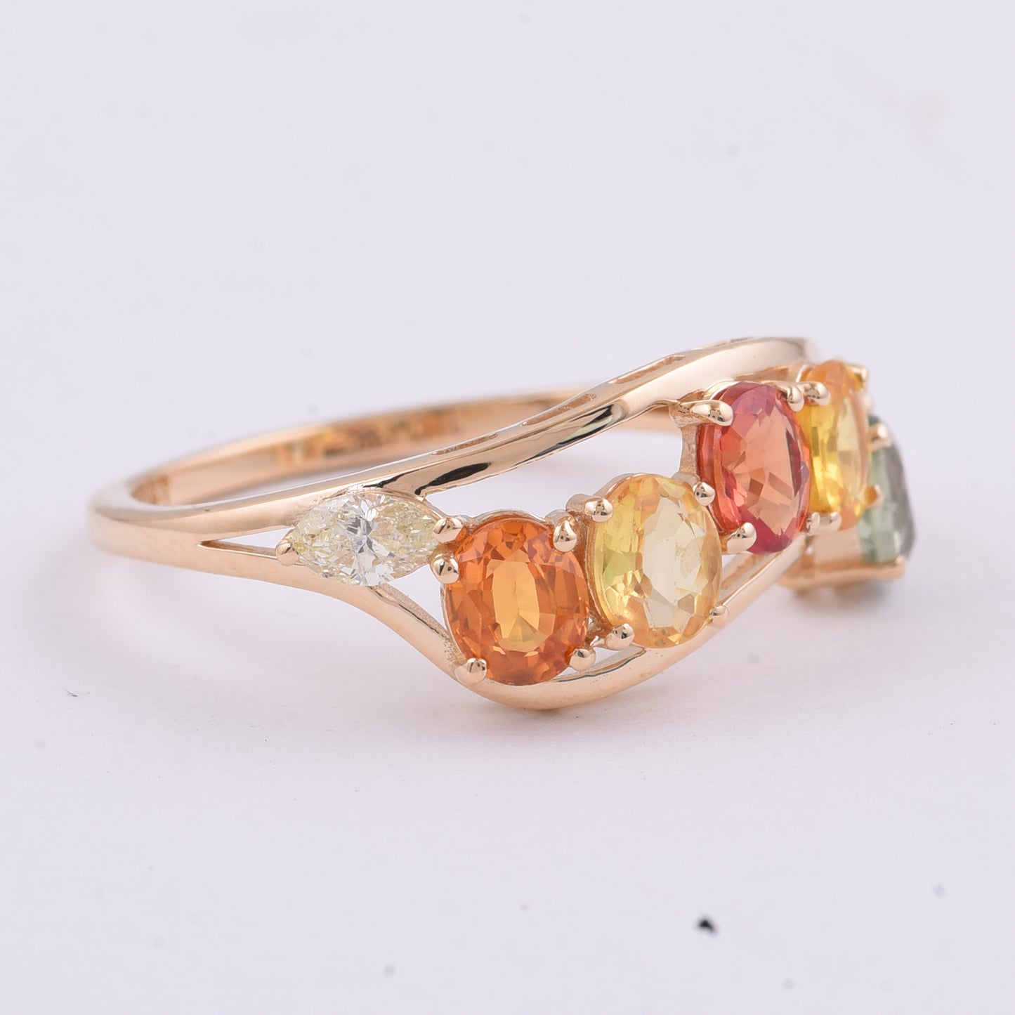 2.03 Ct Oval Natural Multi-Coloured Sapphire 14K Gold Ring