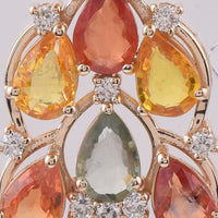 2.96 Ct Pear Natural Multi-Coloured Sapphire 14K Gold Pendant