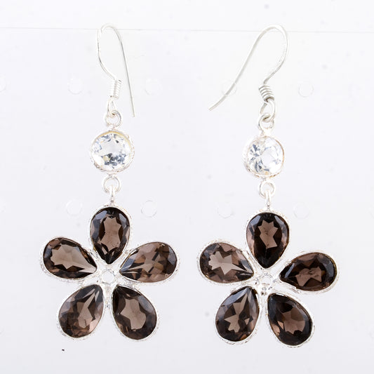 12.05 Ct Smoky Quartz 925 Sterling Silver Earrings