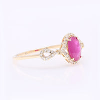 1.03 Ct Oval Mixed Cut Natural Ruby 14K Gold Ring