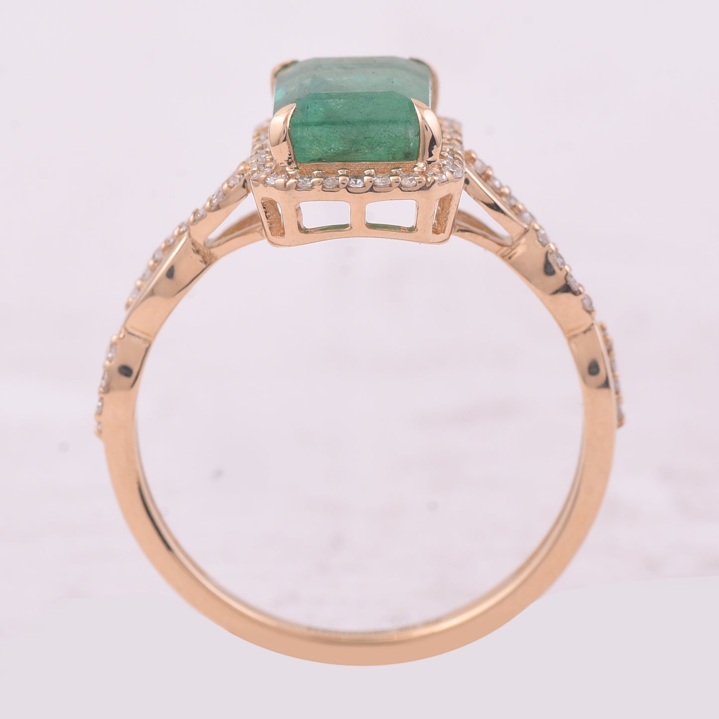 1.89 Ct Octagon Step Cut Natural Emerald 14K Gold Ring